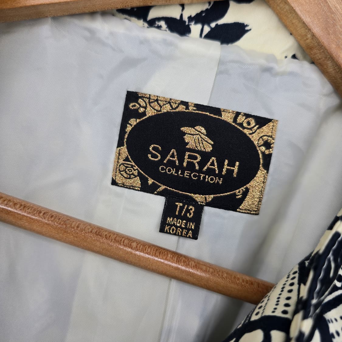 SARAH COLLECTION 패턴 벨트 원피스 프릴 카라 빈티지 여성 상품이미지2