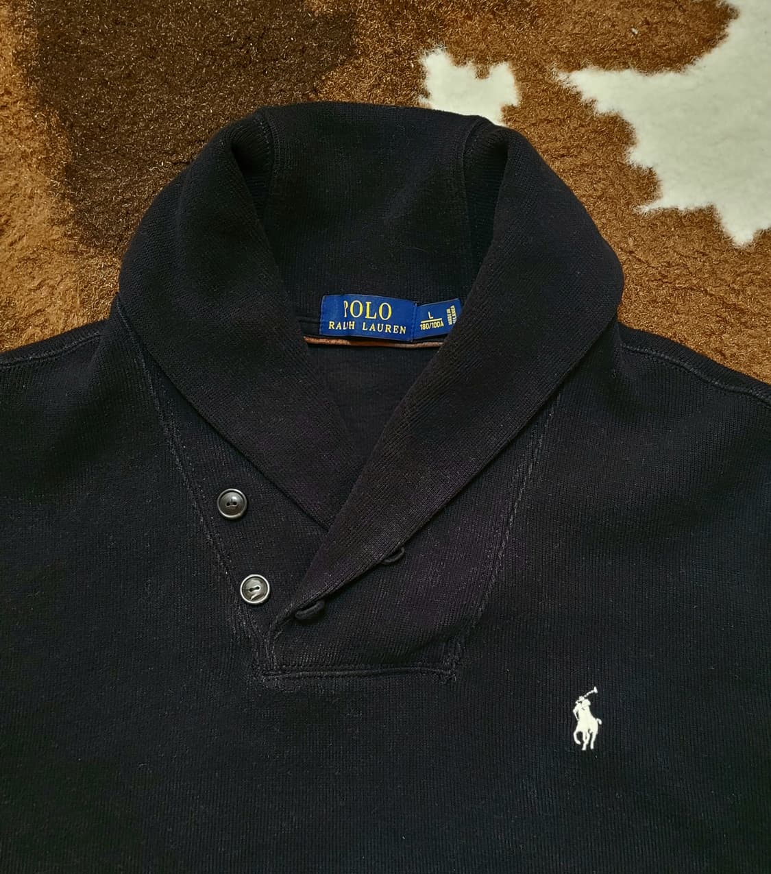 폴로 랄프로렌 남성용 숄칼라 면 스웻셔츠 블랙 (L) 상품이미지3