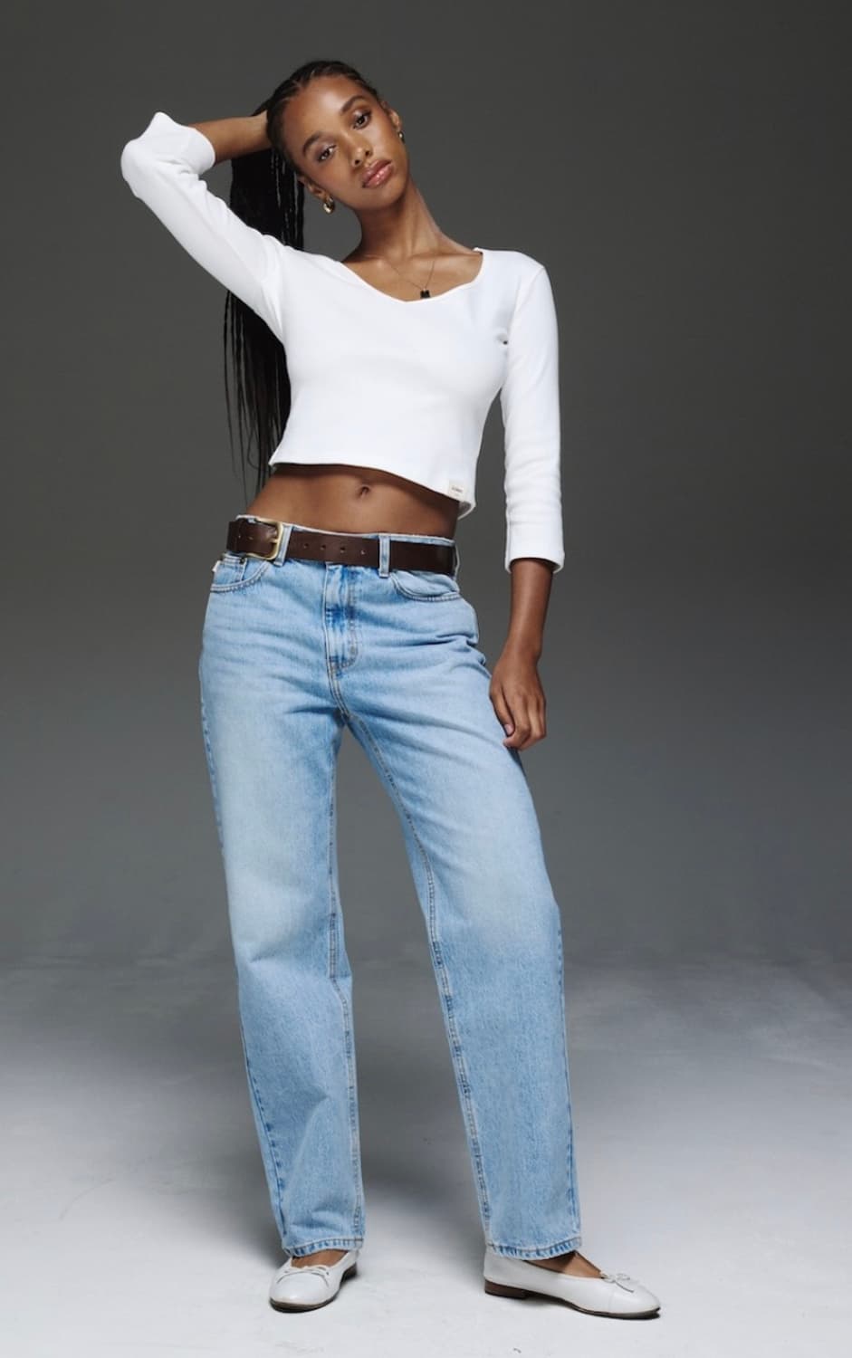 [M] 글로니 로우 연청바지 라이즈, 릴렉스 루즈 핏 데님 팬츠  상품이미지4