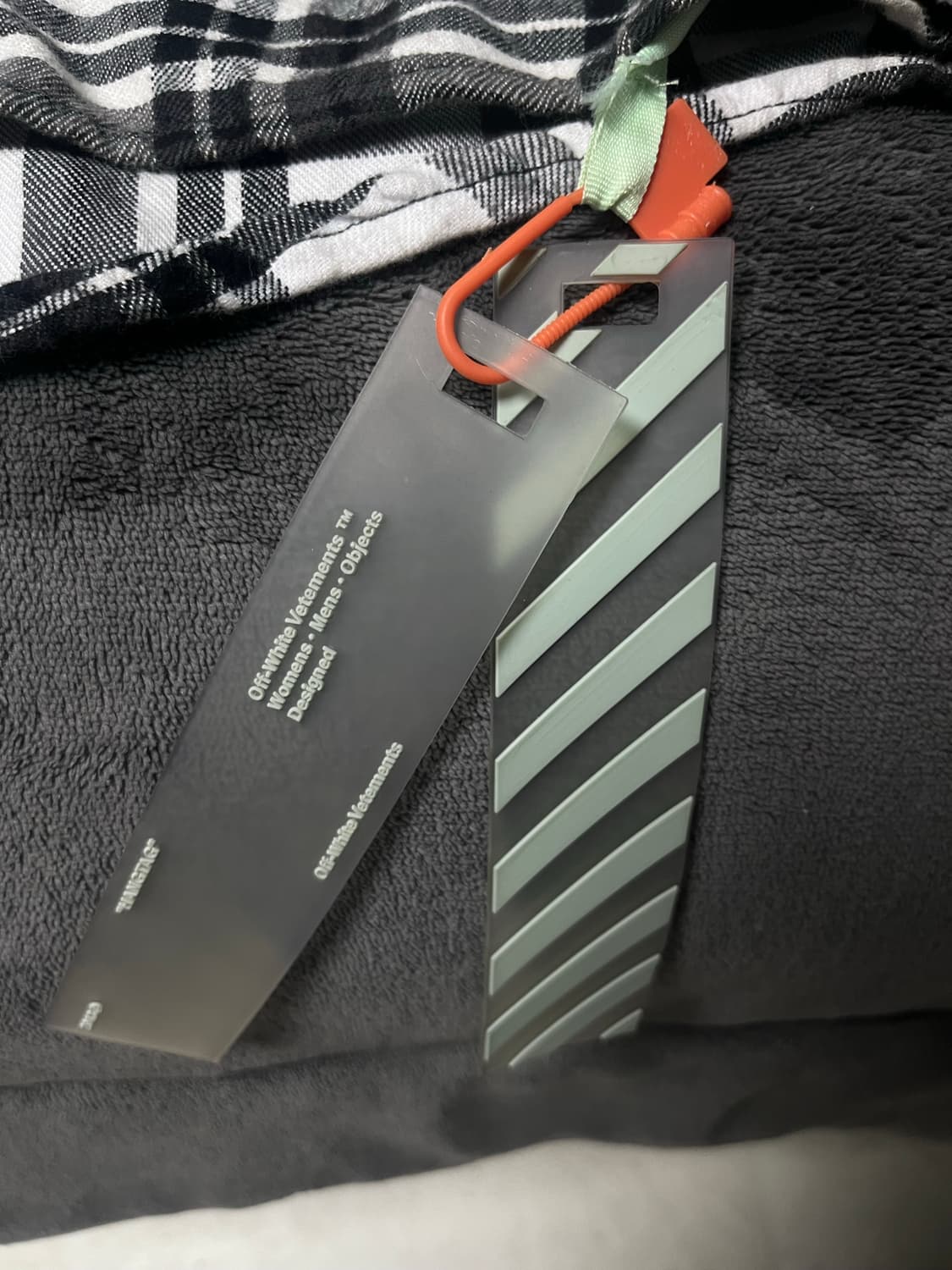 오프화이트 백에로우 플란넬체크후드셔츠 size S 상품이미지5