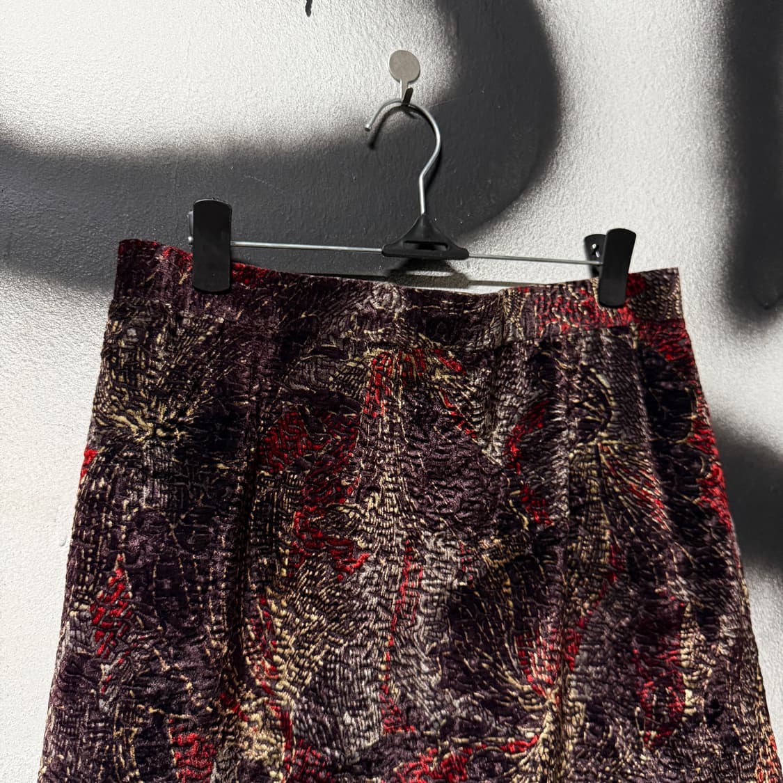 VTG 빈티지 재패니즈 오리엔탈 풀 패턴 벨벳 롱 스커트 상품이미지3