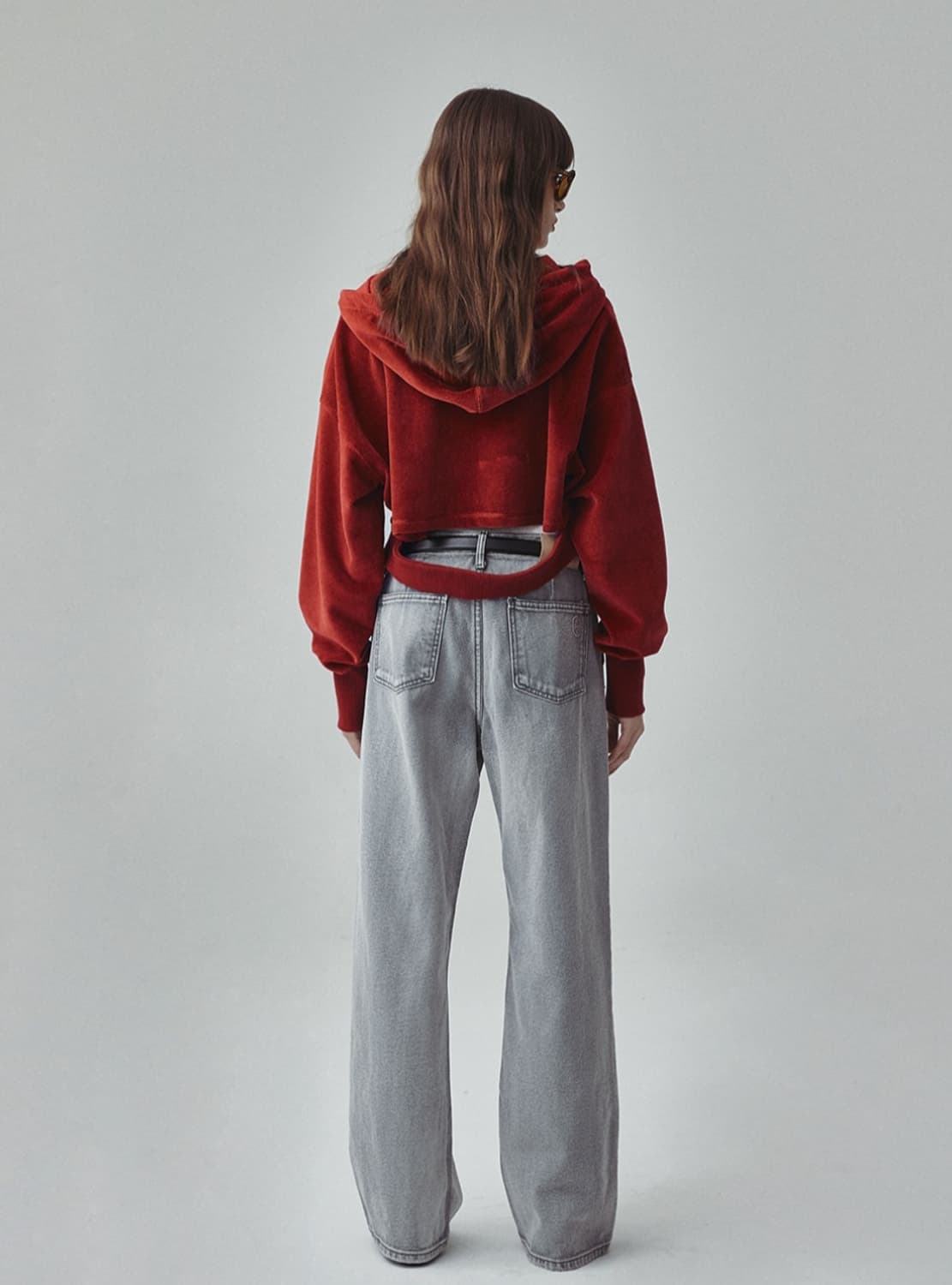 메그제이 벨벳 크롭 후드집업 상품이미지3