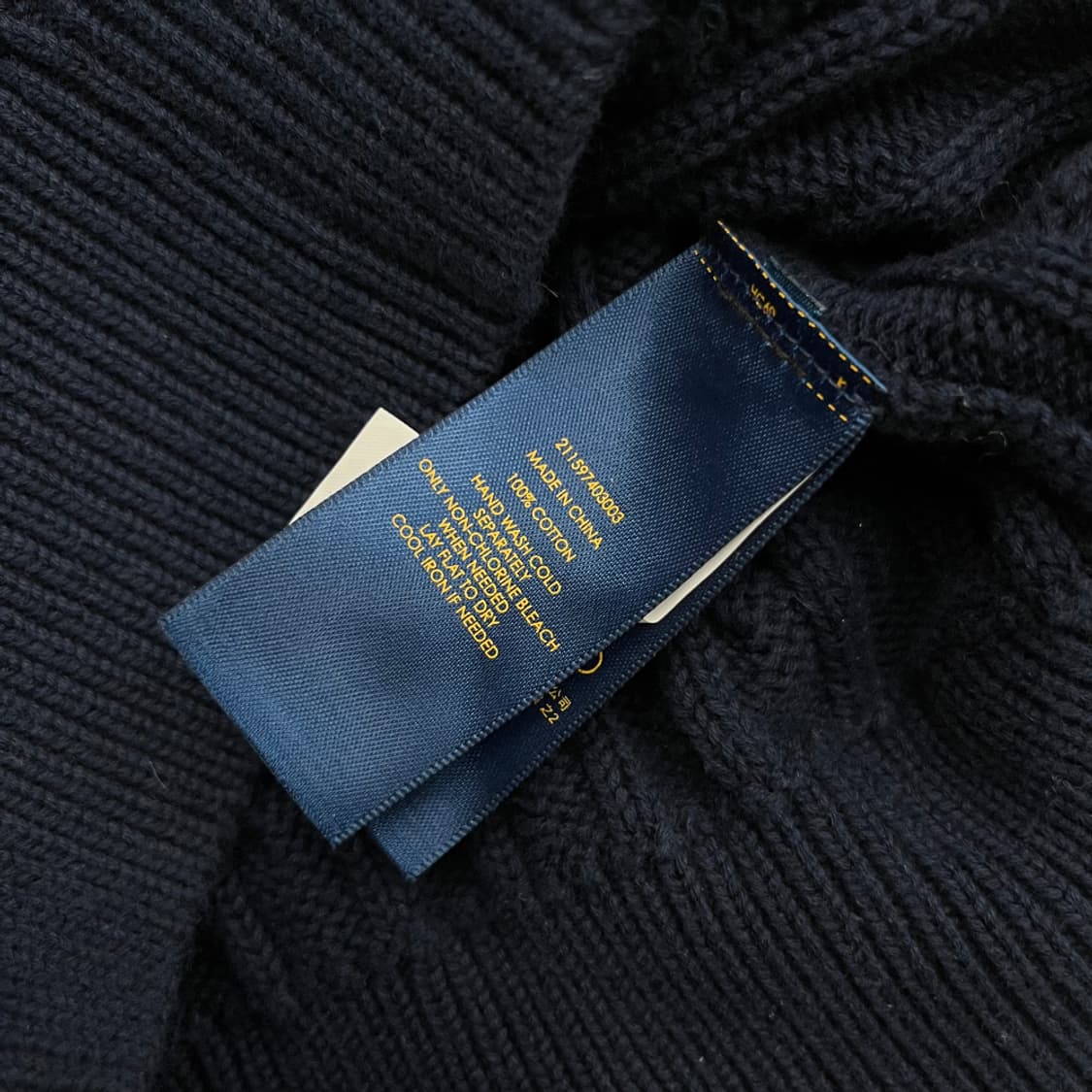 폴로 랄프로렌 화이트포니 화이트 배색 네이비 니트집업 S 상품이미지5