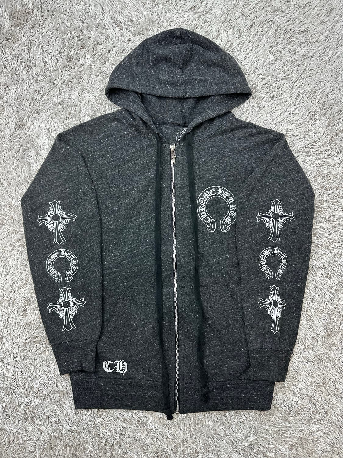 [L] 정품 크롬하츠 멀티로고 집업 후드 그레이 상품이미지3