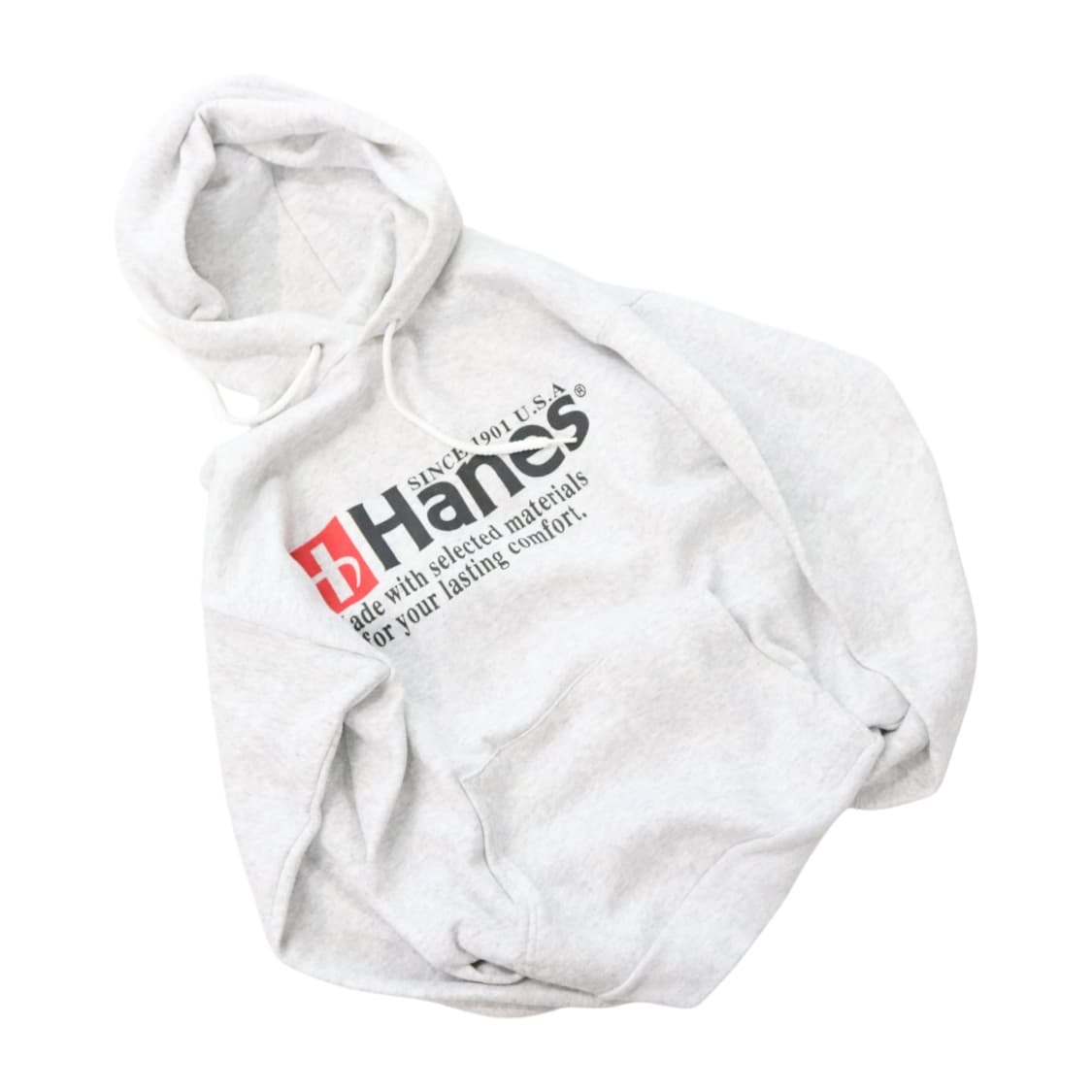 헤인즈 Hanes 빈티지 액티브웨어 로고 프린팅 그레이 후드티셔츠 상품이미지1