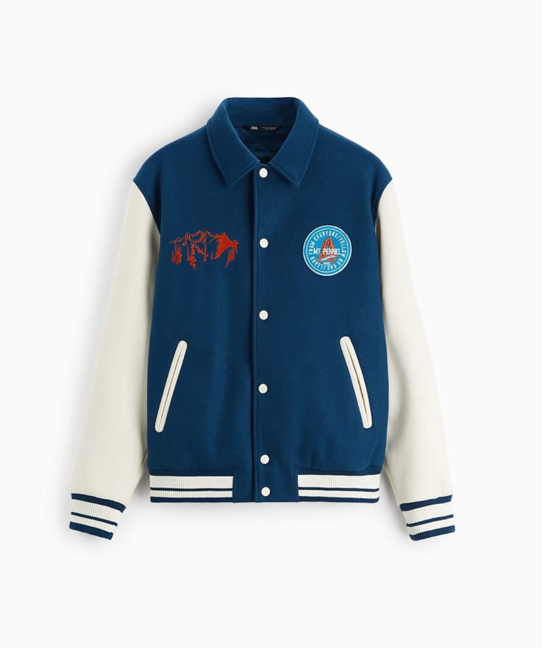 실측 L) 자라 신형 22FW 바시티 스타디움 패치 콤비 봄버 자켓 상품이미지1