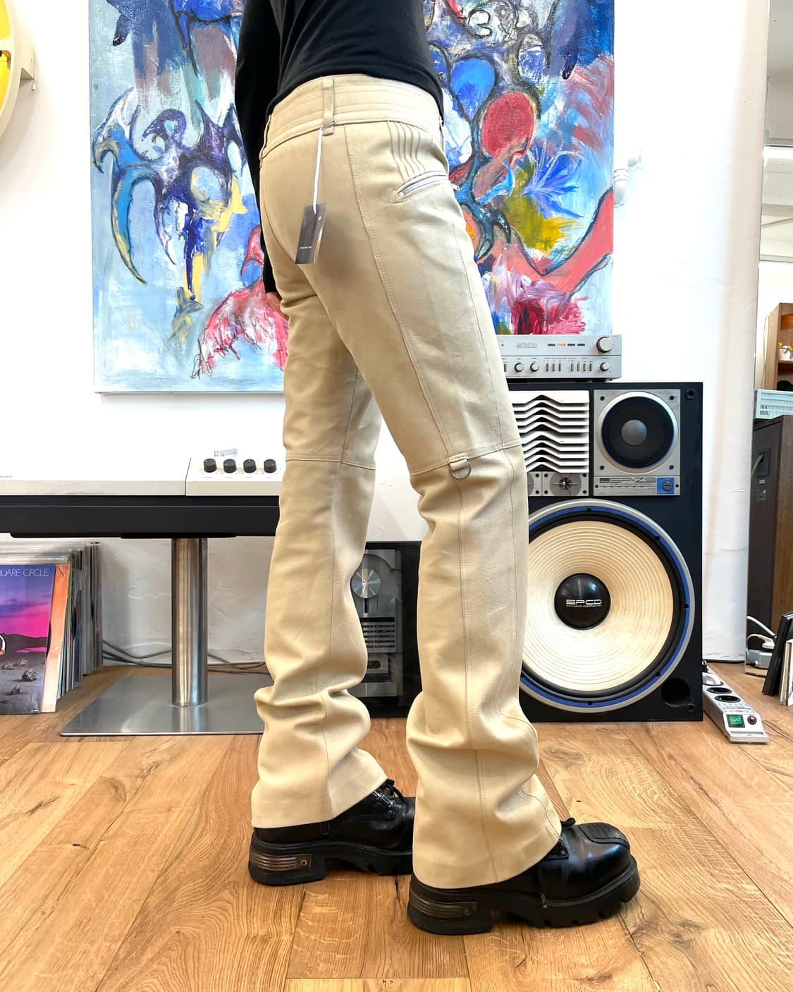 [M] COMME CA DU MODE 레더 세미 플레어 팬츠 상품이미지1