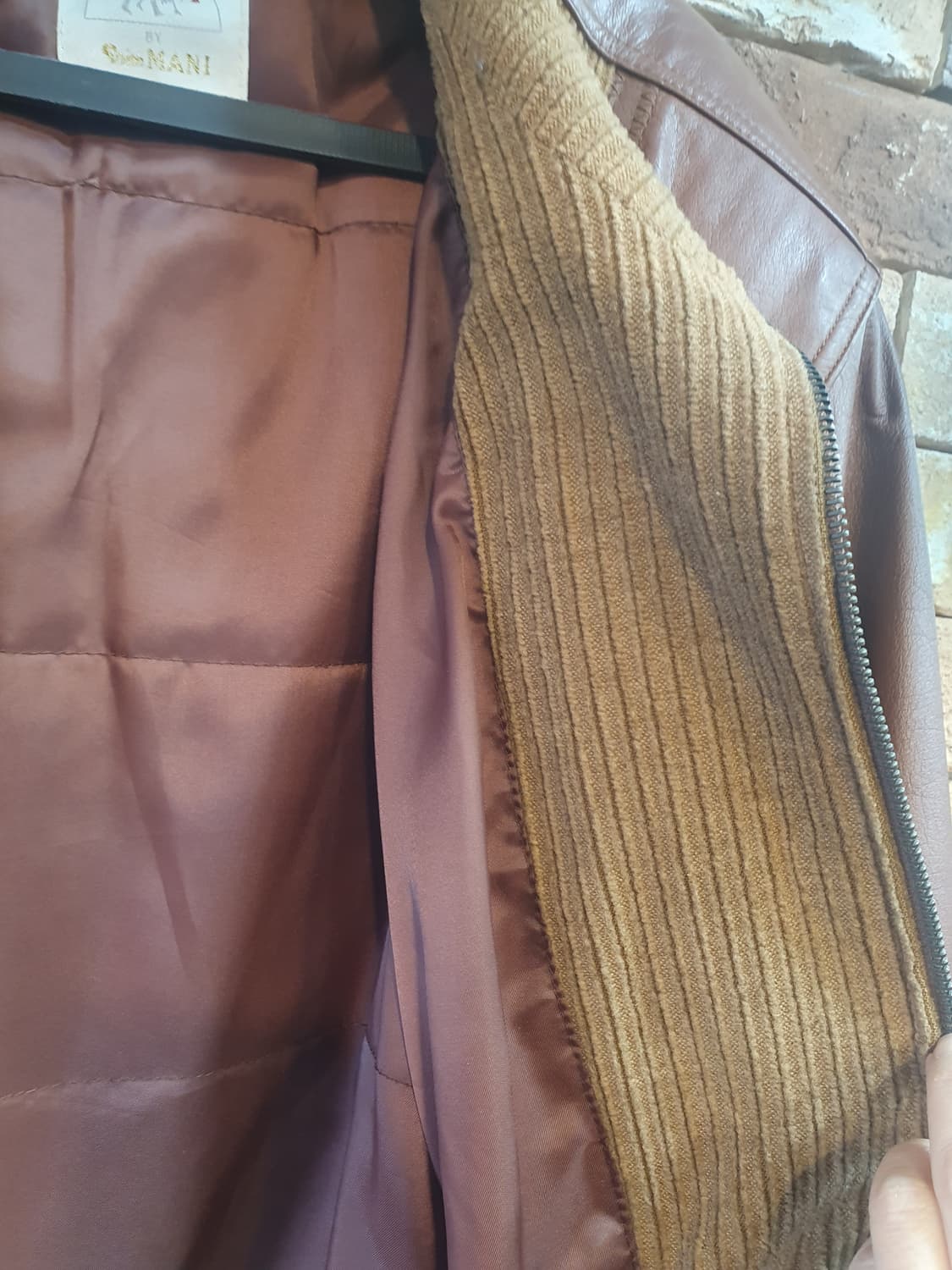 MANI 가죽 패치워크 자켓 브라운 상품이미지3