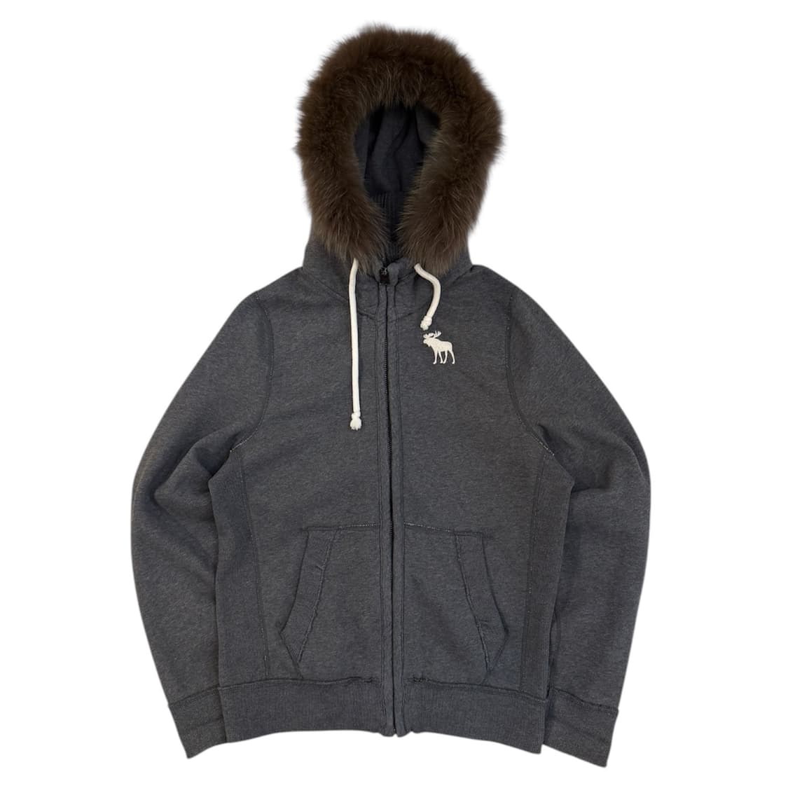 아베크롬비 이중지퍼 울프죠 퍼 후드집업 그레이 상품이미지1