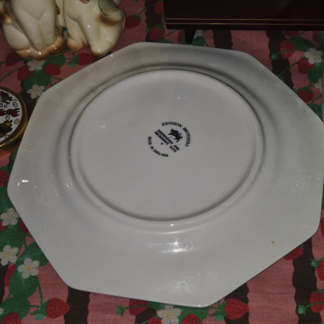 80s 영국 존슨 브라더스 8각 리본 꽃 접시 1p 상품이미지9