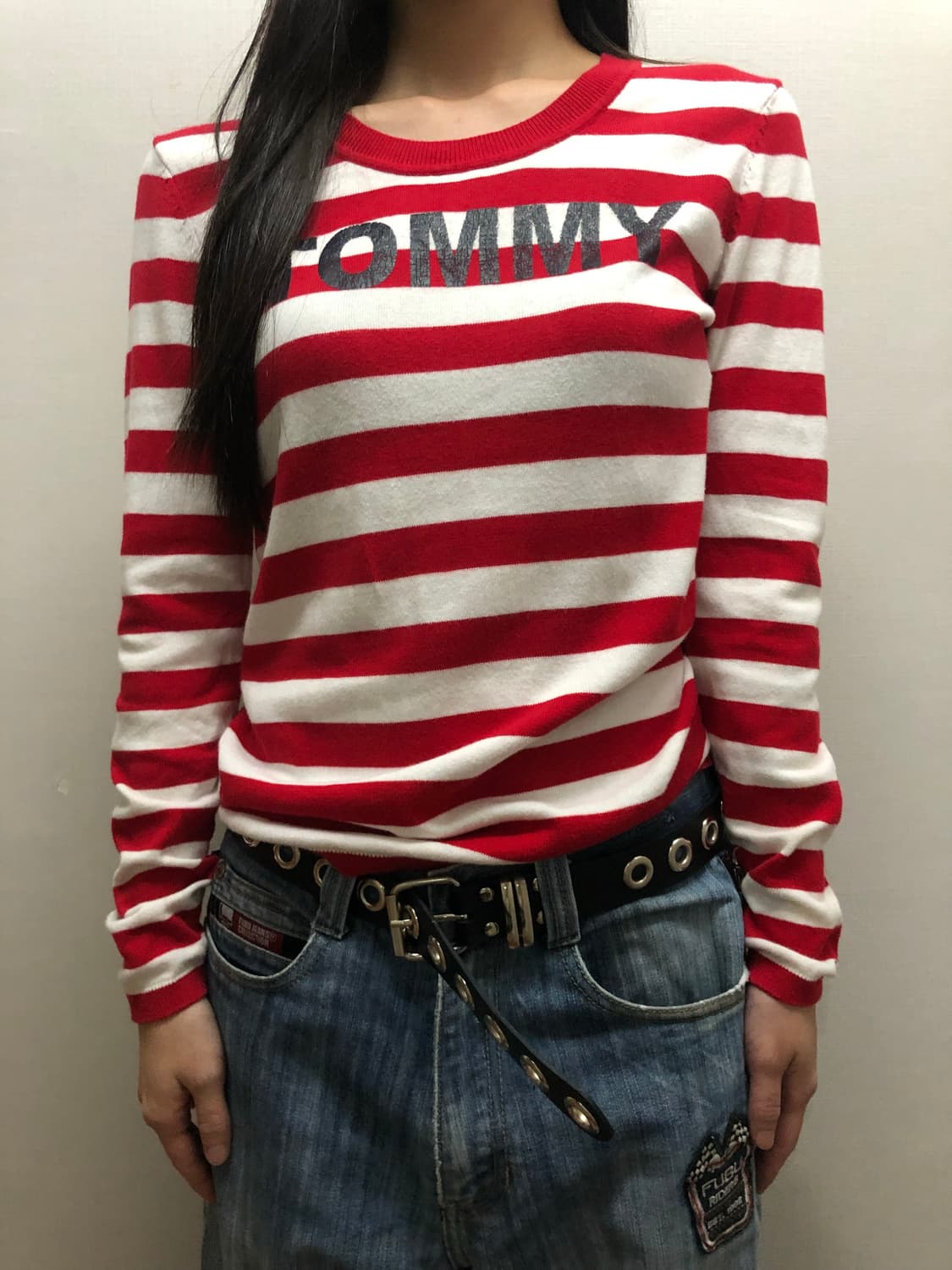 빈티지 타미힐피거 레드 스트라이프 니트 상품이미지6