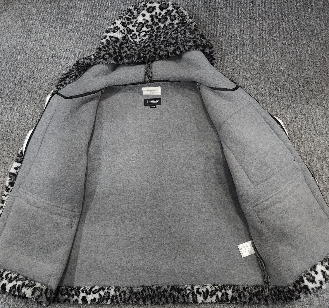 콰이어티스트 헤비 플리스 믹스드 파카 집업 호피 플리스 자켓 L 공용 상품이미지4