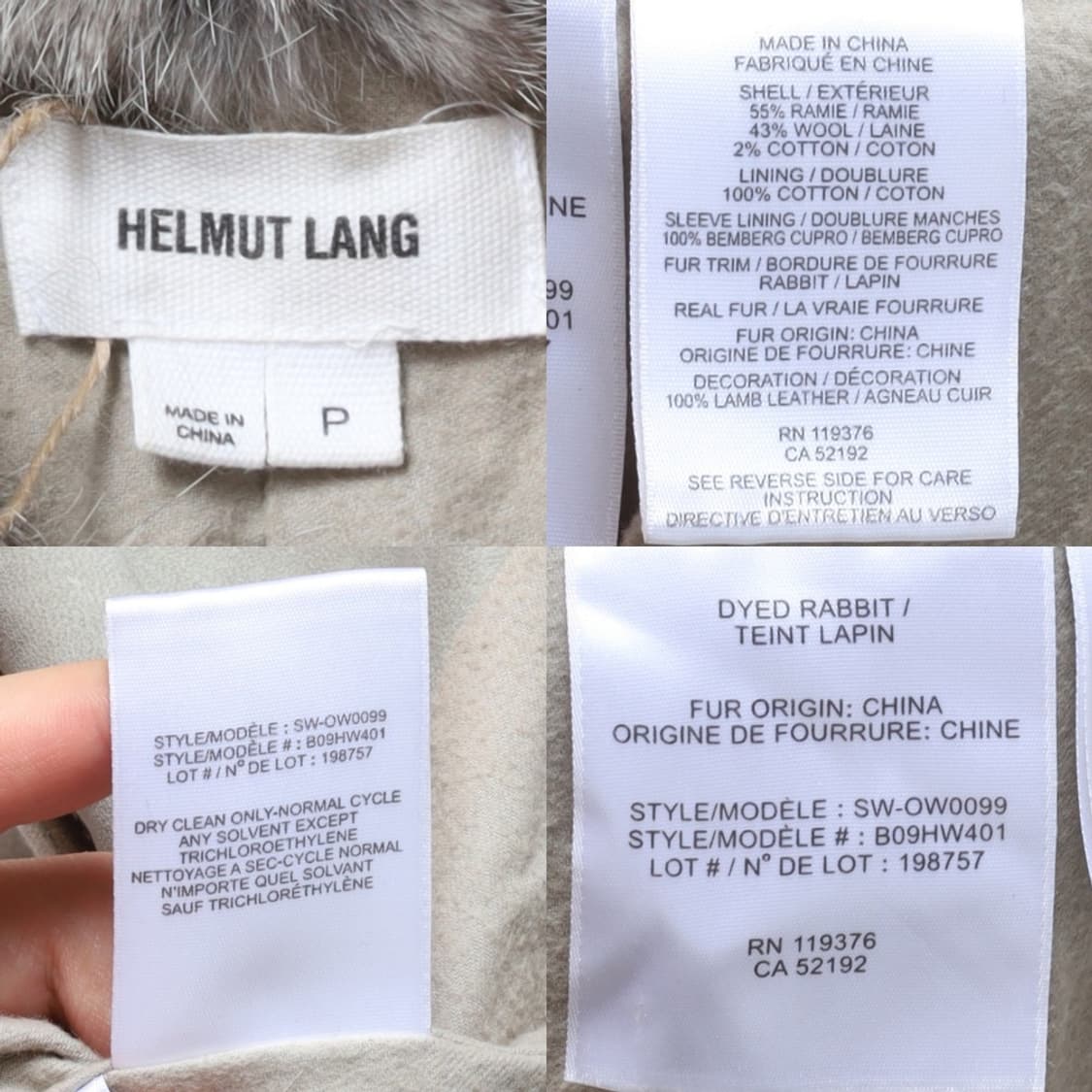 헬무트랭 Helmut Lang Rabbit Fur Coat  상품이미지9