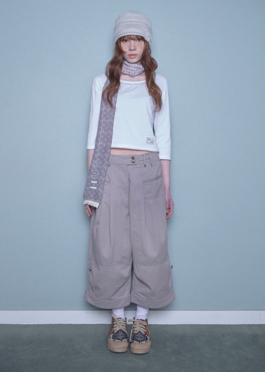 허그유어스킨 벌룬 핀턱 카프리 팬츠 (핑크 베이지) Msize 상품이미지1