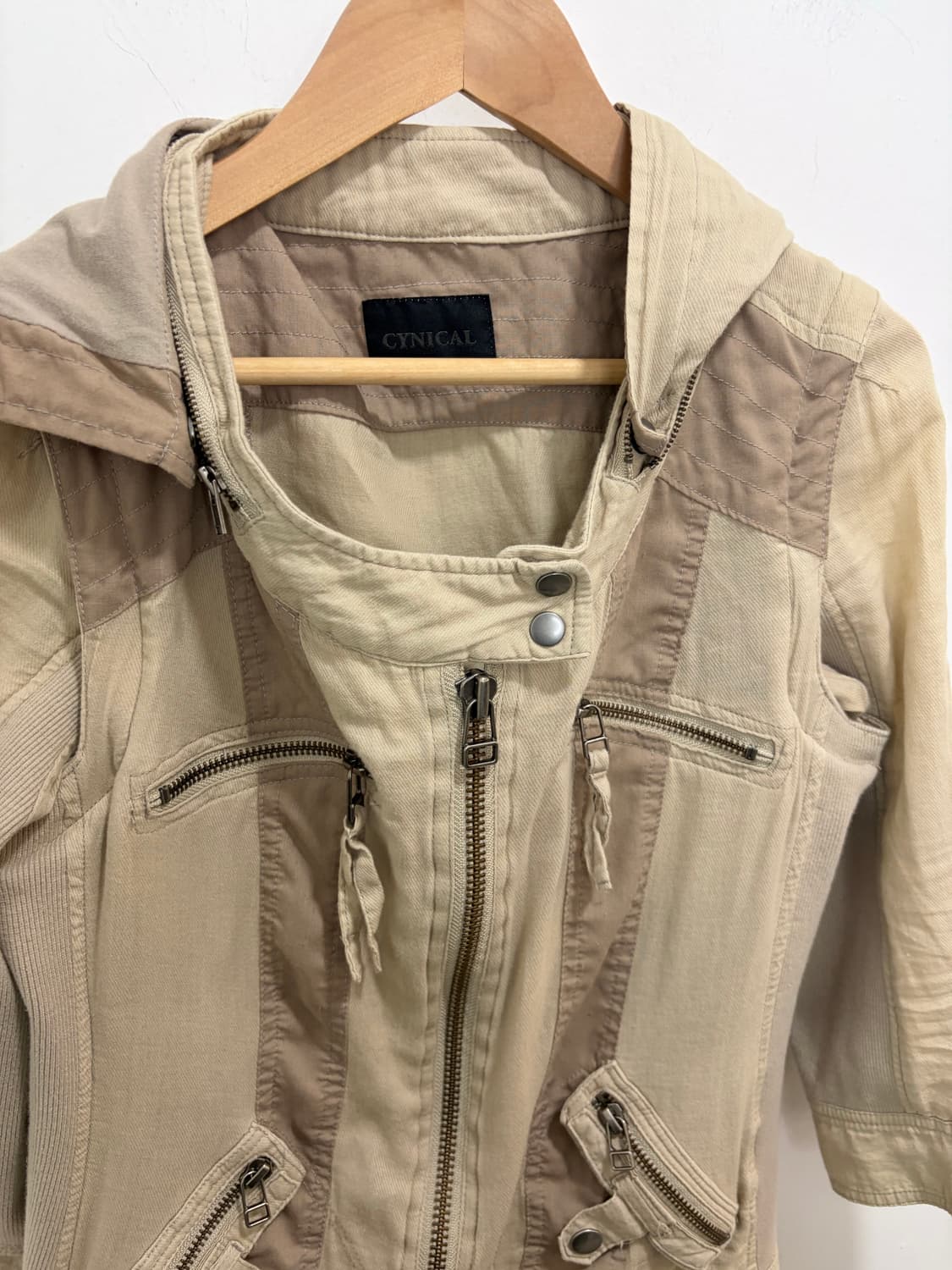 Cynical 베이지 반팔 후드 자켓 상품이미지6