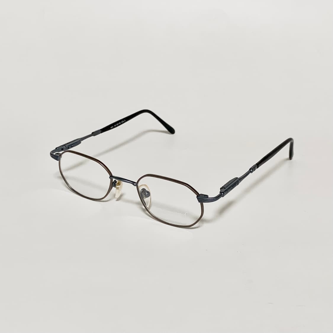 993 데드스탁 빈티지 안경테 레트로 육각형 엔틱 블루 풀메탈 남녀공용 상품이미지2