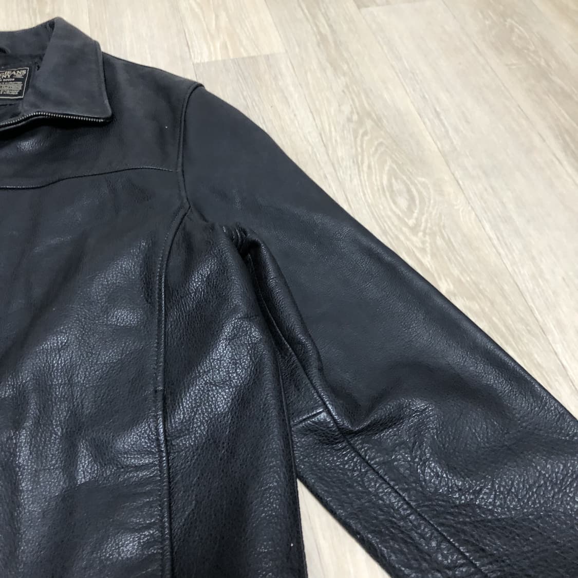 (XL) 00's 지오다노 GIORDANO 소가죽 집업 레더 자켓 블랙 상품이미지4