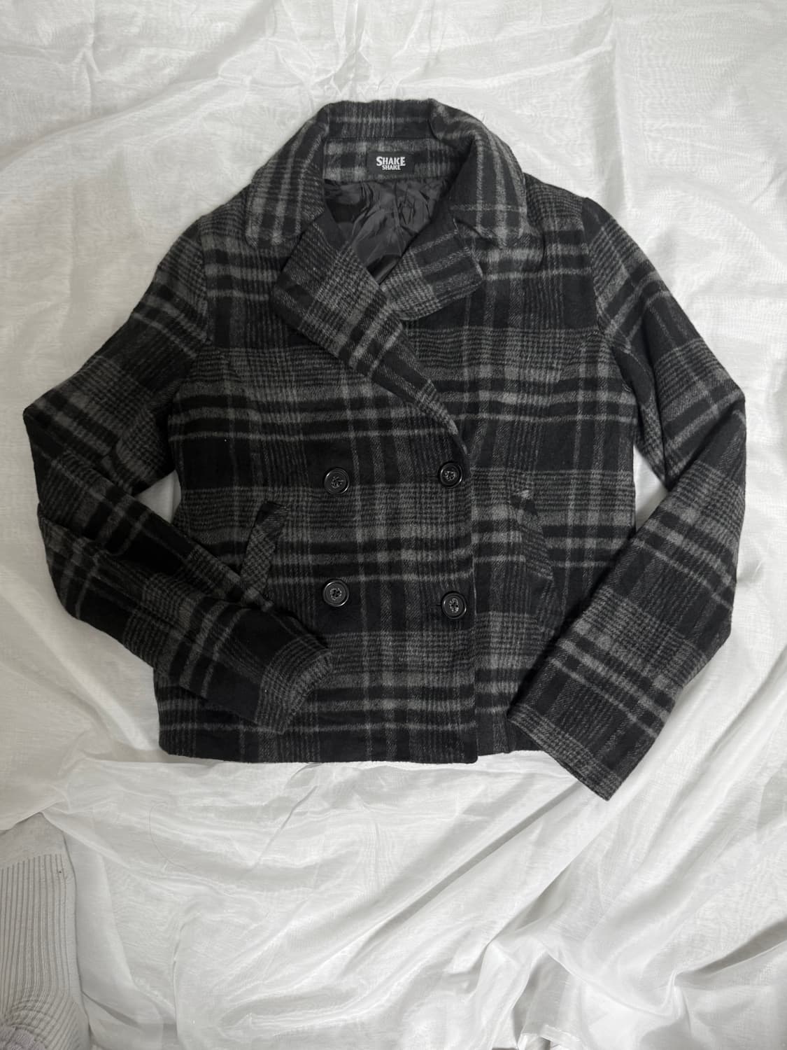 긱시크 빈티지 체크 더블코트 상품이미지2