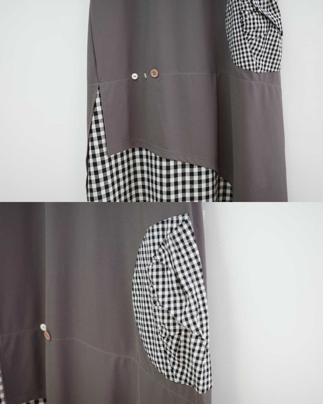 Khaki check mori one-piece 상품이미지2