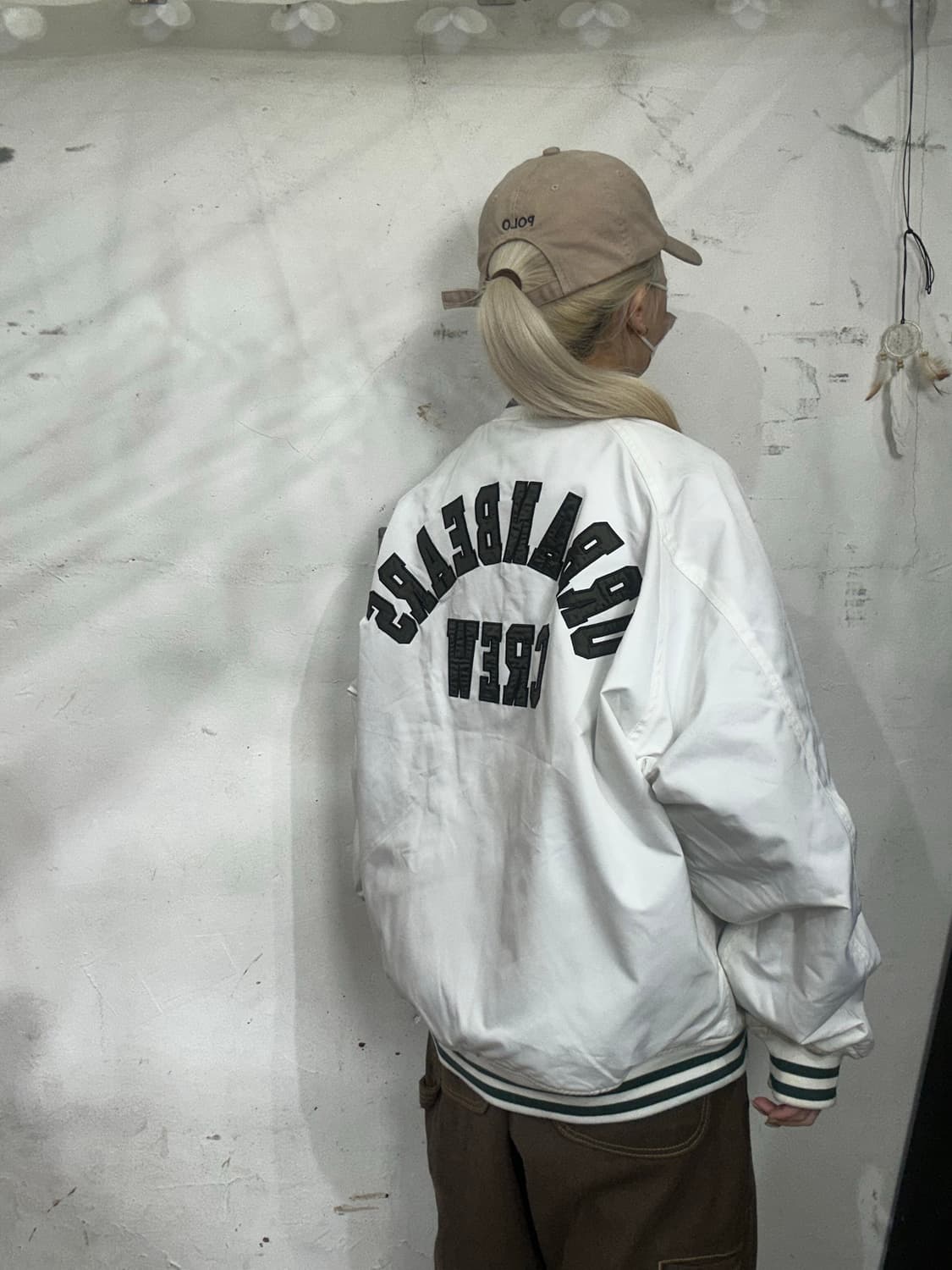 일본 빈티지 화이트 그린 리버시블 양면 바시티 올드스쿨 점퍼  상품이미지6