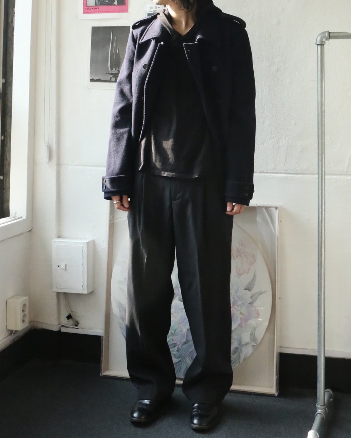 빈티지 핀스트라이프 와이드 트라우저 팬츠 상품이미지2