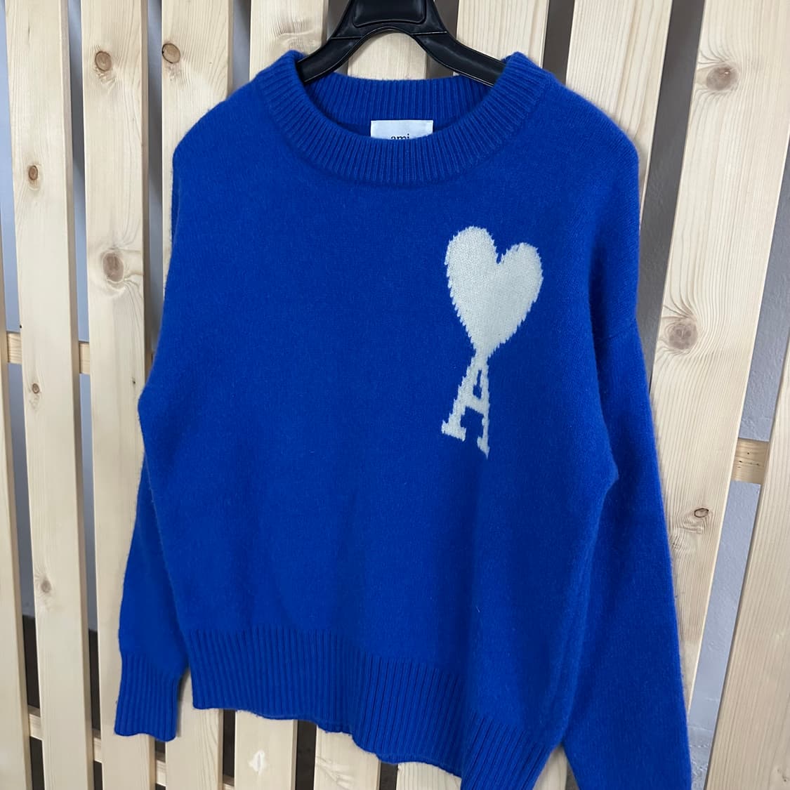 (S) AMI 아미 빅하트 로고 인티르시아 로얄블루 니트 스웨터 상품이미지2