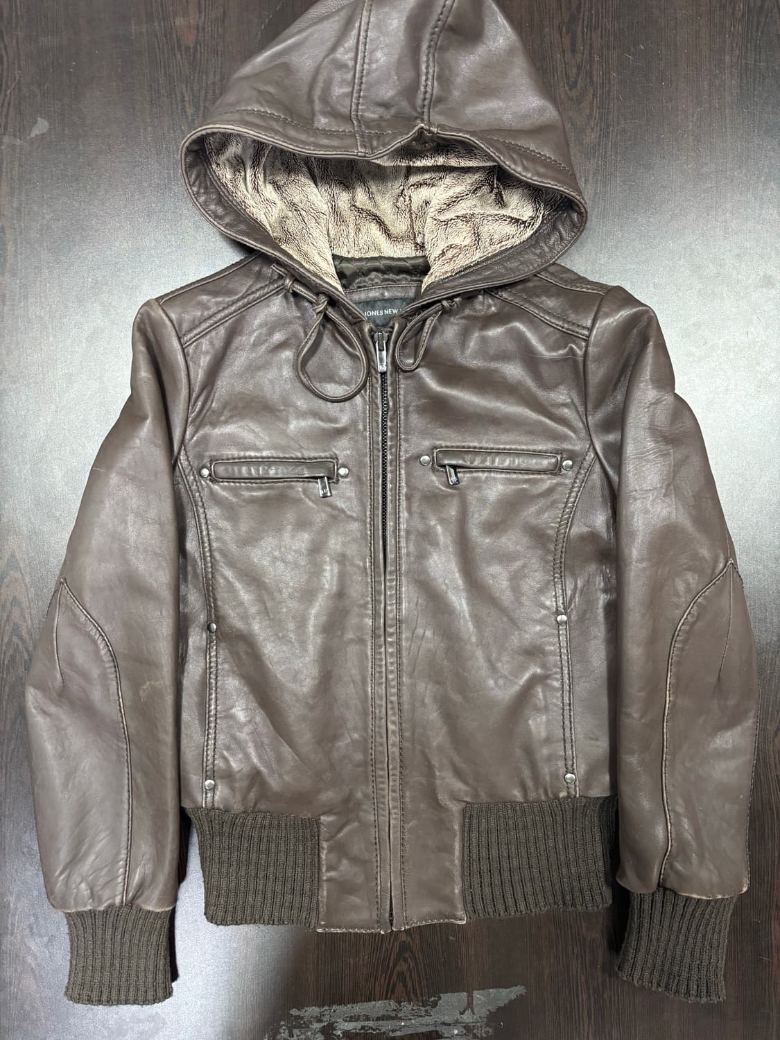 Jones New York 브라운 가죽 후드 자켓 상품이미지1