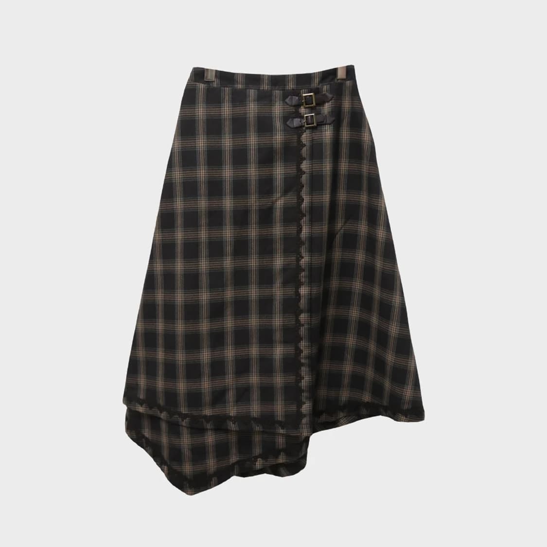 액시즈 팜 체크 언발 버클 롱 스커트 62440 상품이미지1