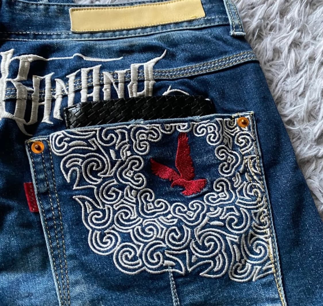 빈티지 자수 데님팬츠 청바지 상품이미지3