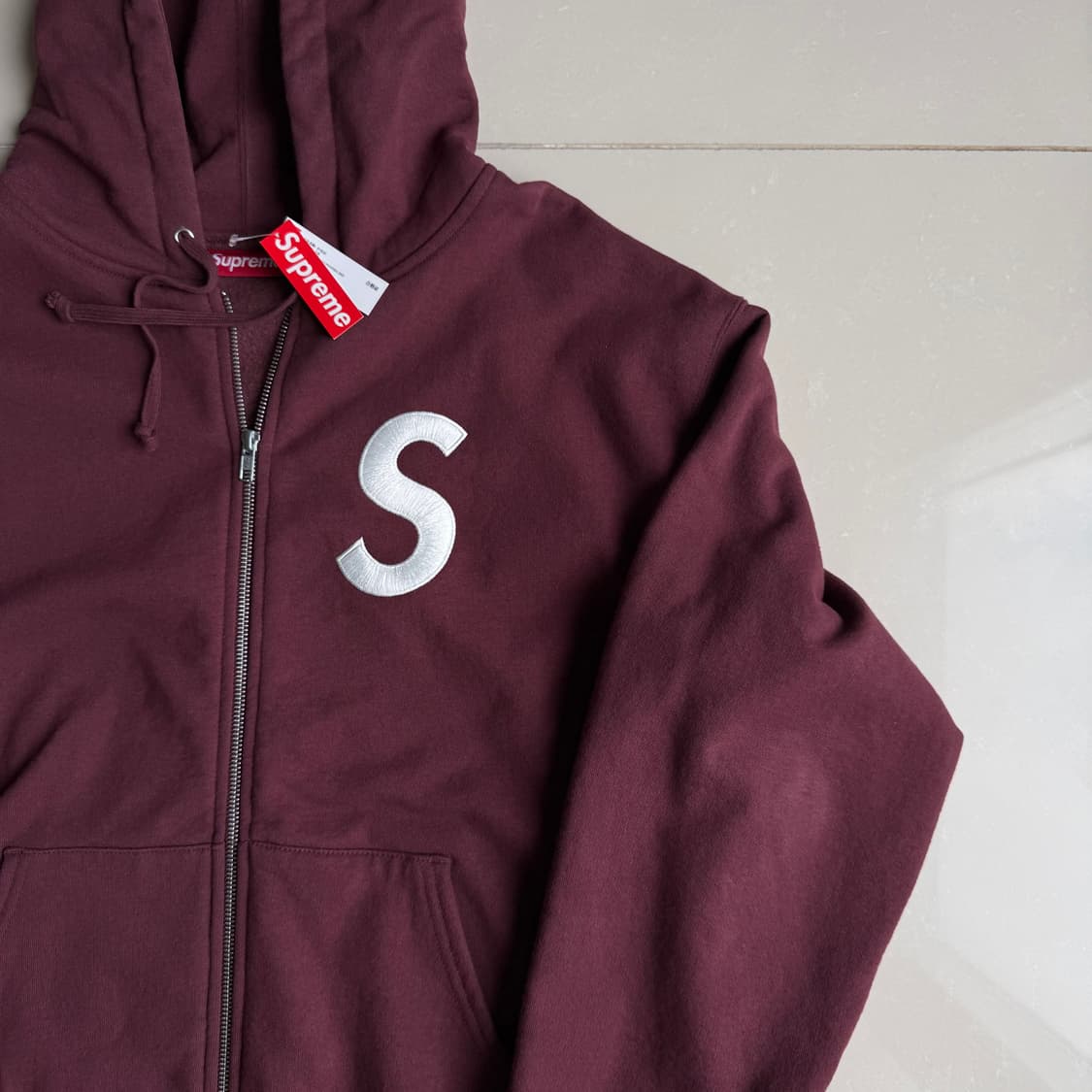 [L] 슈프림 S 로고 집업 후드 스웨트셔츠 마룬 24FW 상품이미지2