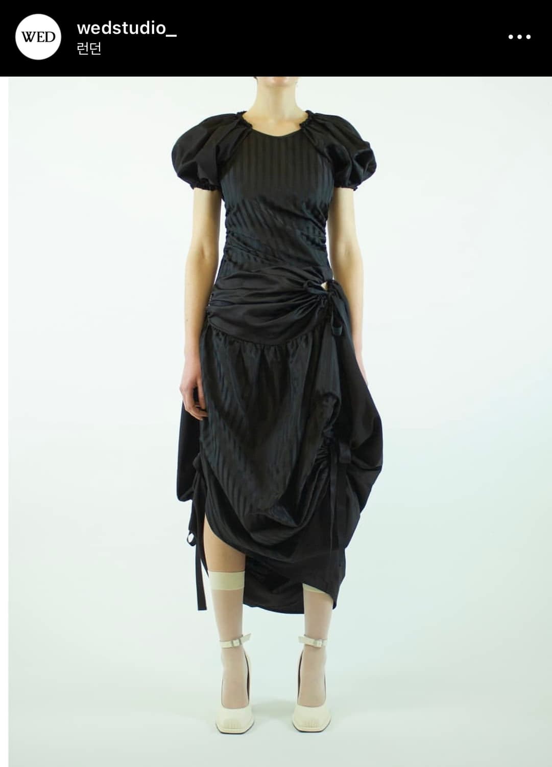 웨드 스튜디오 태피터 시그니처 타이 스커트 블랙 상품이미지2