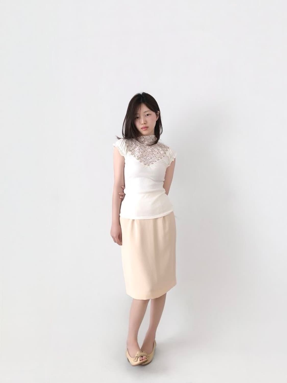 pale apricot midi skirt 상품이미지1