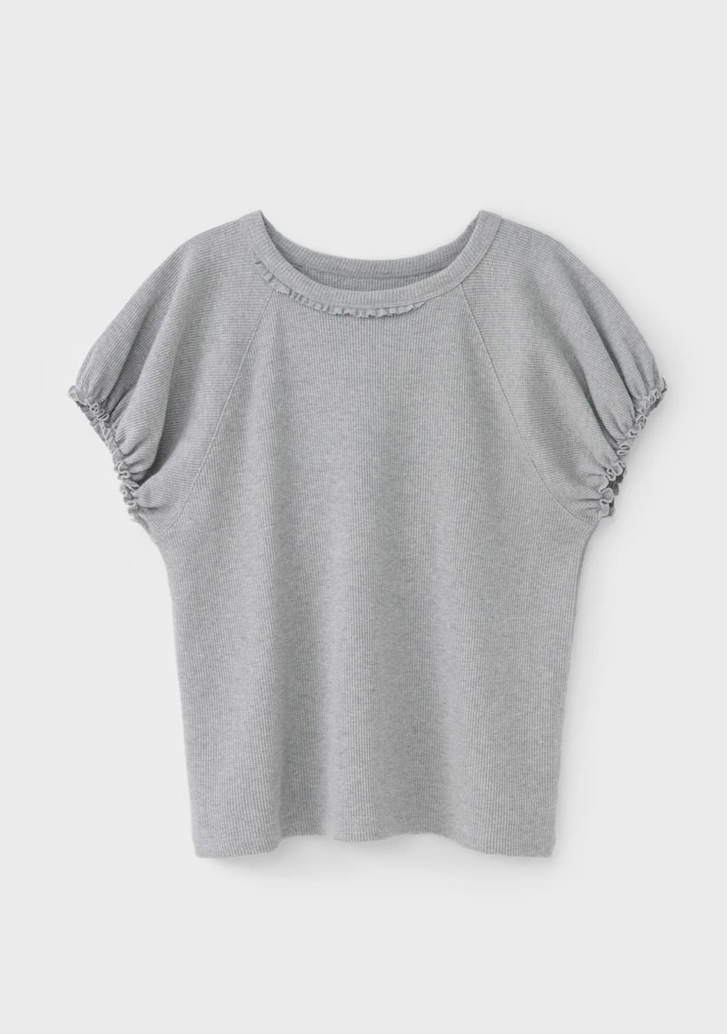 Cosmoss 와플 퍼프 슬리브 탑 그레이 판매해요 상품이미지1