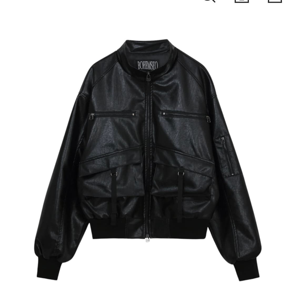 보헤미안서울 하이넥 포켓 레더 점퍼 자켓 상품이미지1