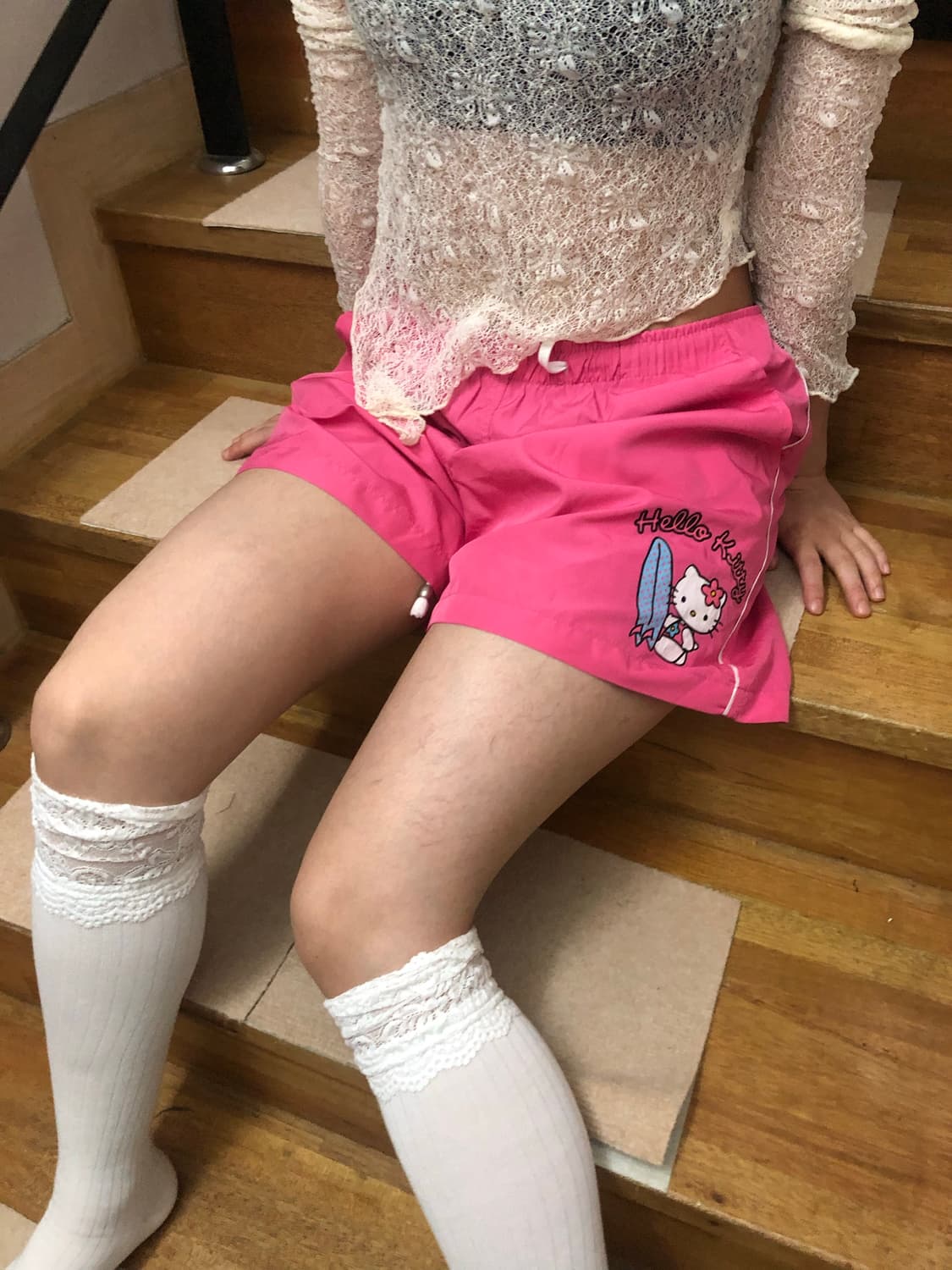 빈티지 헬로키티 핫핑크 팬츠 상품이미지6