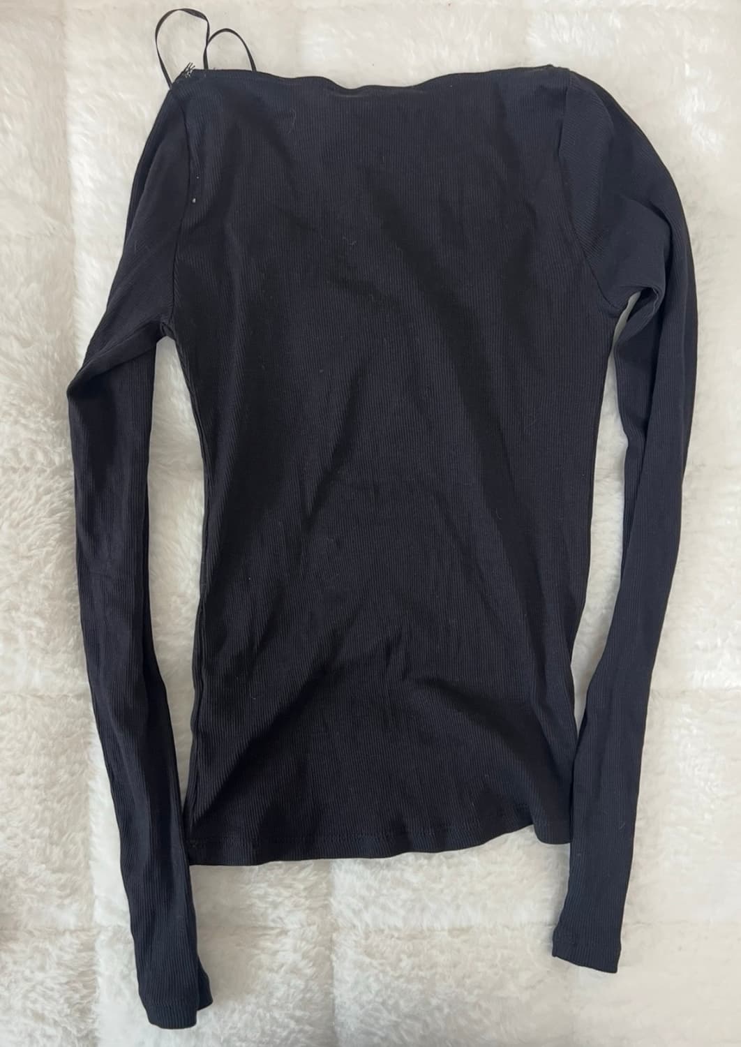 ZARA 자라 레이스 리브드 티셔츠 블랙, 자라 레이스 티 셔츠 상품이미지6