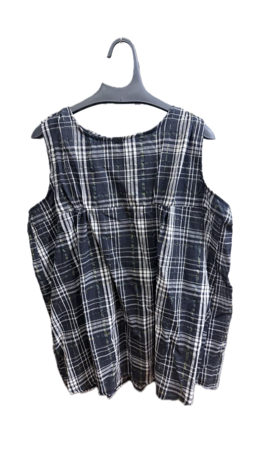 모리걸 네이비 체크 민소매 남방 미니 레이어드 원피스 상품이미지1