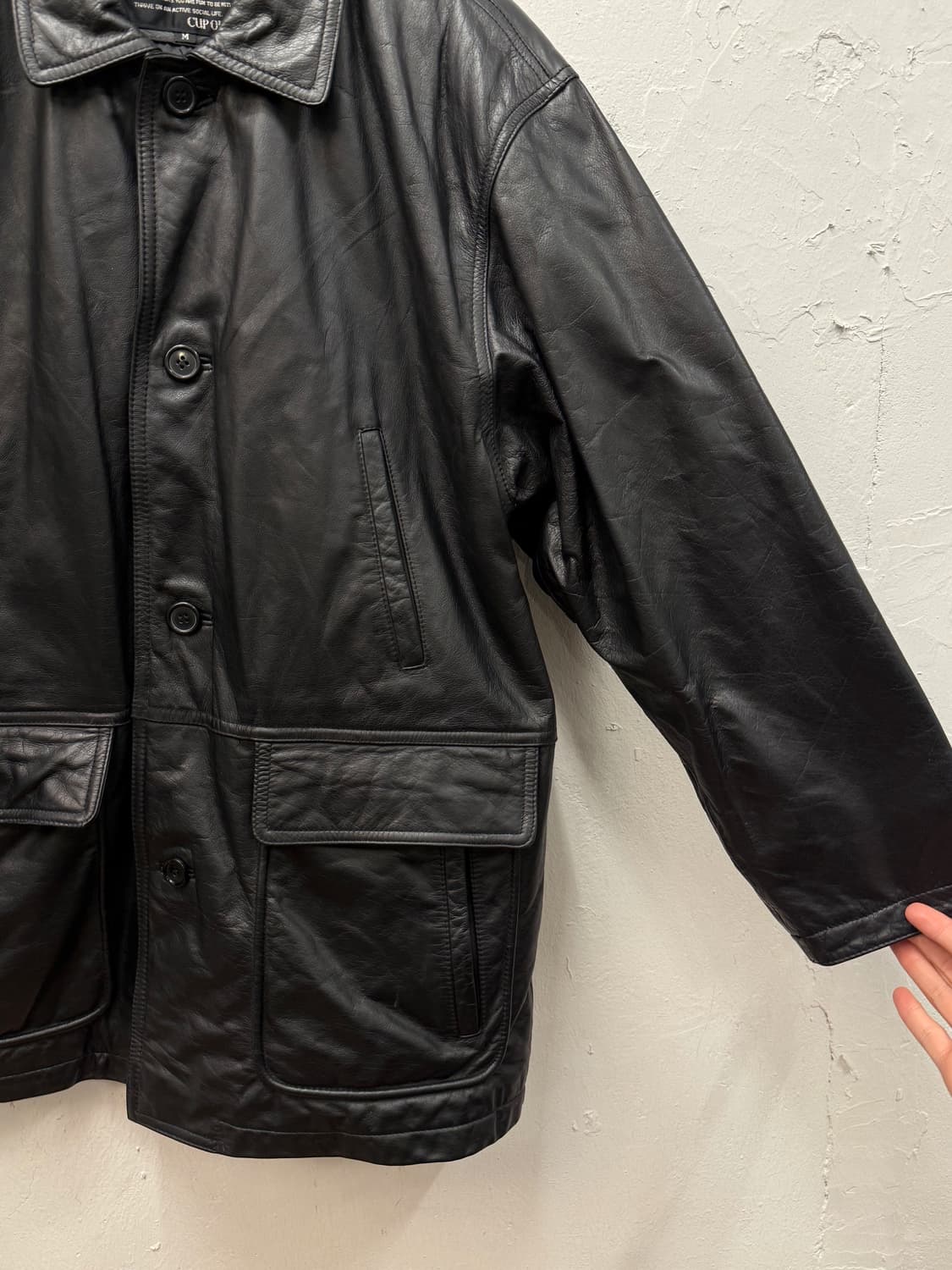 90s Cowhide Leather Car Coat 상품이미지5