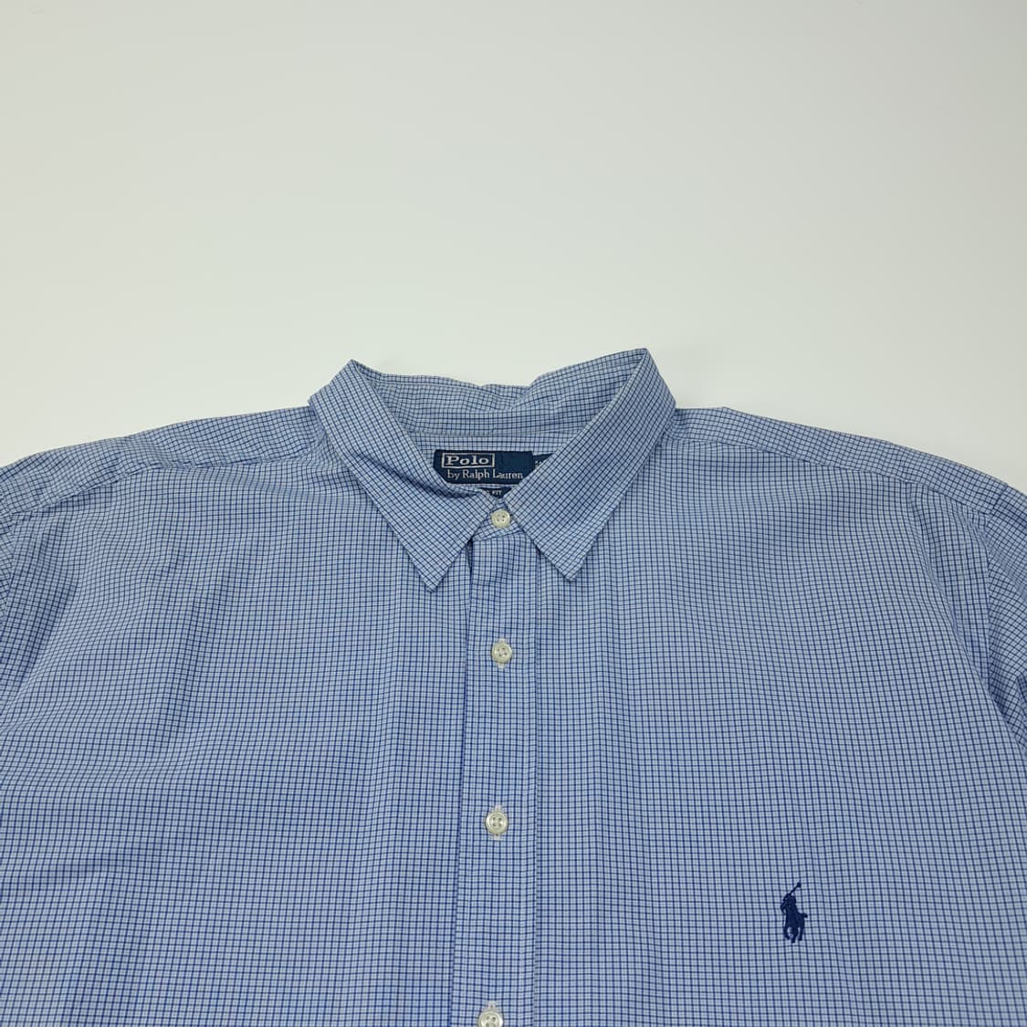 CL252 3XLT 폴로 00s 코튼 마이크로체크 블루 셔츠 남방 상품이미지2