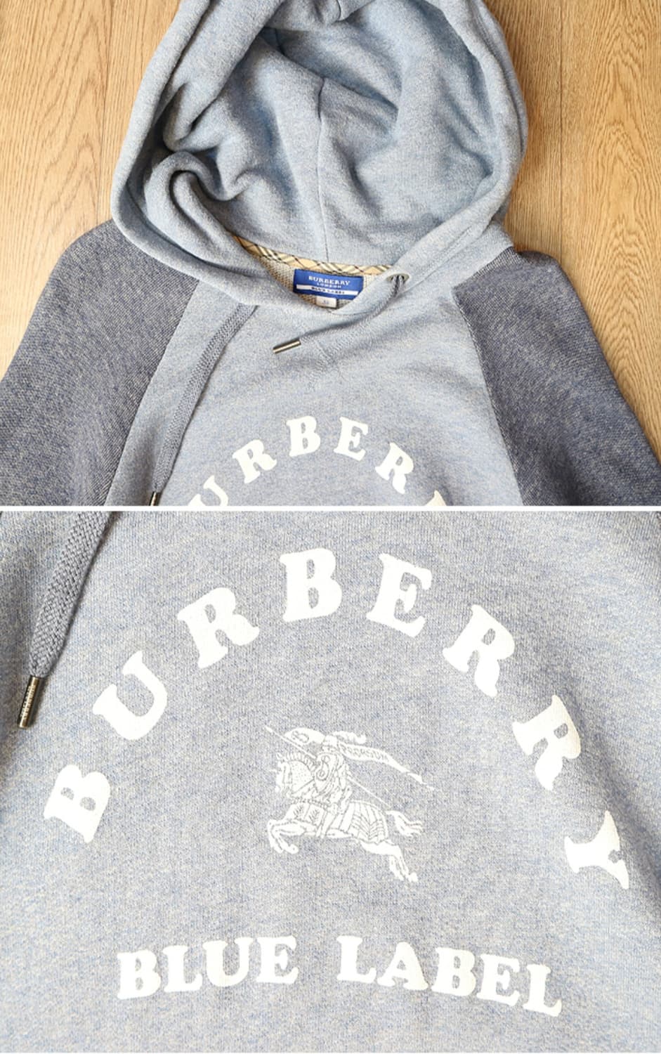 일본판 BURBERRY 버버리 블루라벨 코튼100% 후드 빅로고 원피스 상품이미지4