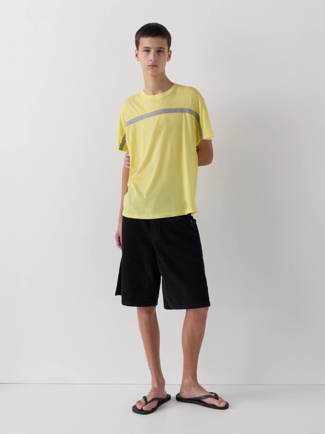 [L,XL]기마구아스 Thomas 라인 티셔츠/옐로우 상품이미지5