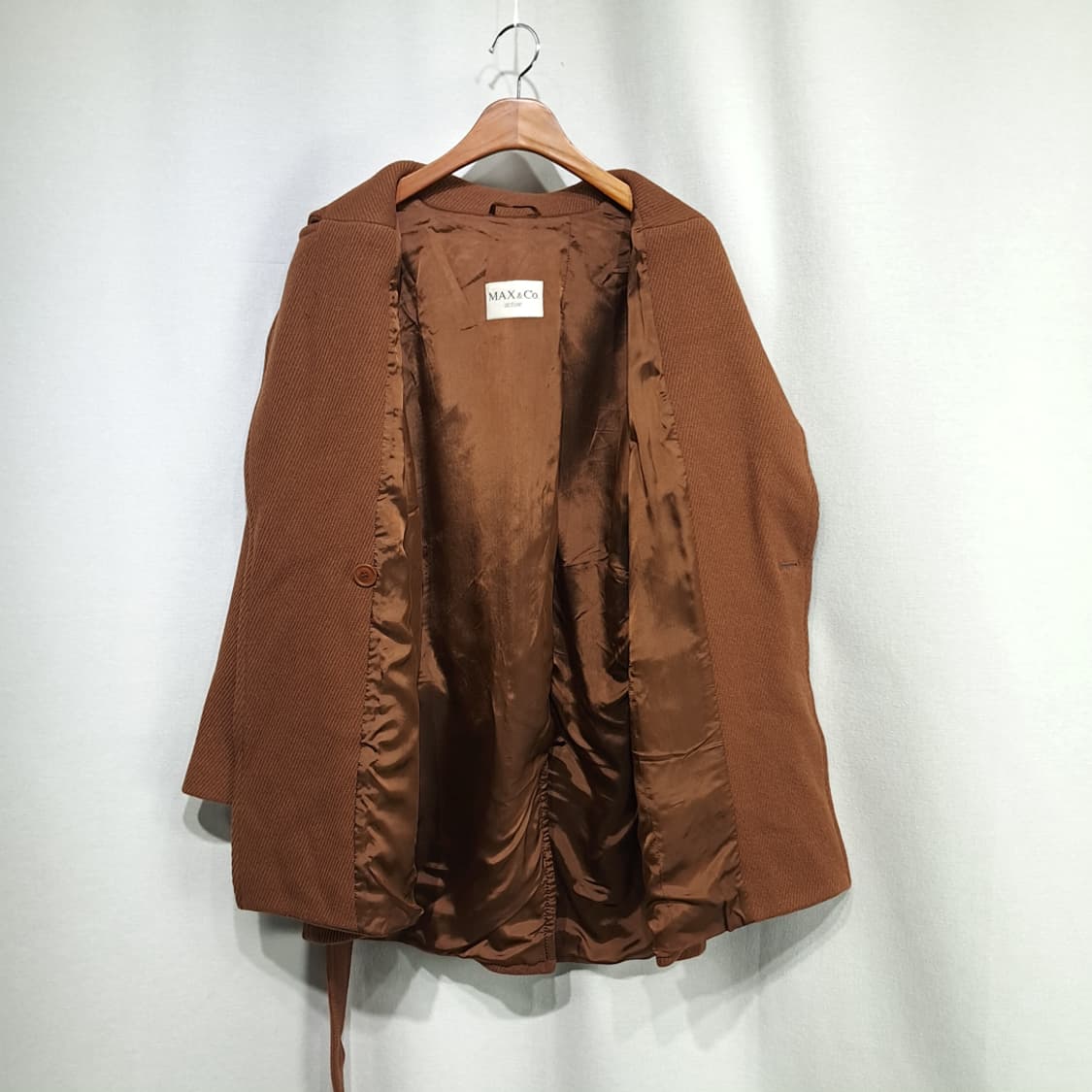 CN982W L 막스앤코 브라운 울 벨티드 코트 상품이미지4