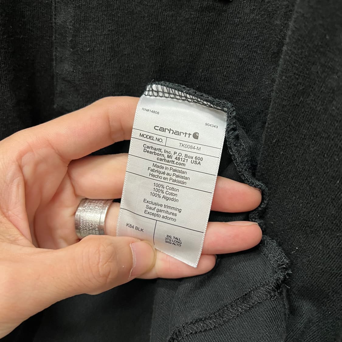 칼하트 루즈핏 헨리넥 블랙 반팔티 3XL 상품이미지4