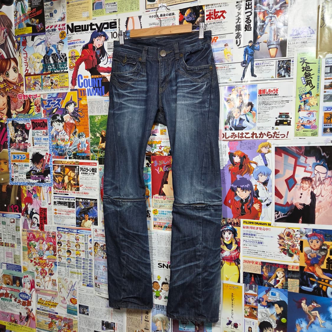 빈티지 진청 절개 슬림 스트레이트 팬츠 상품이미지4