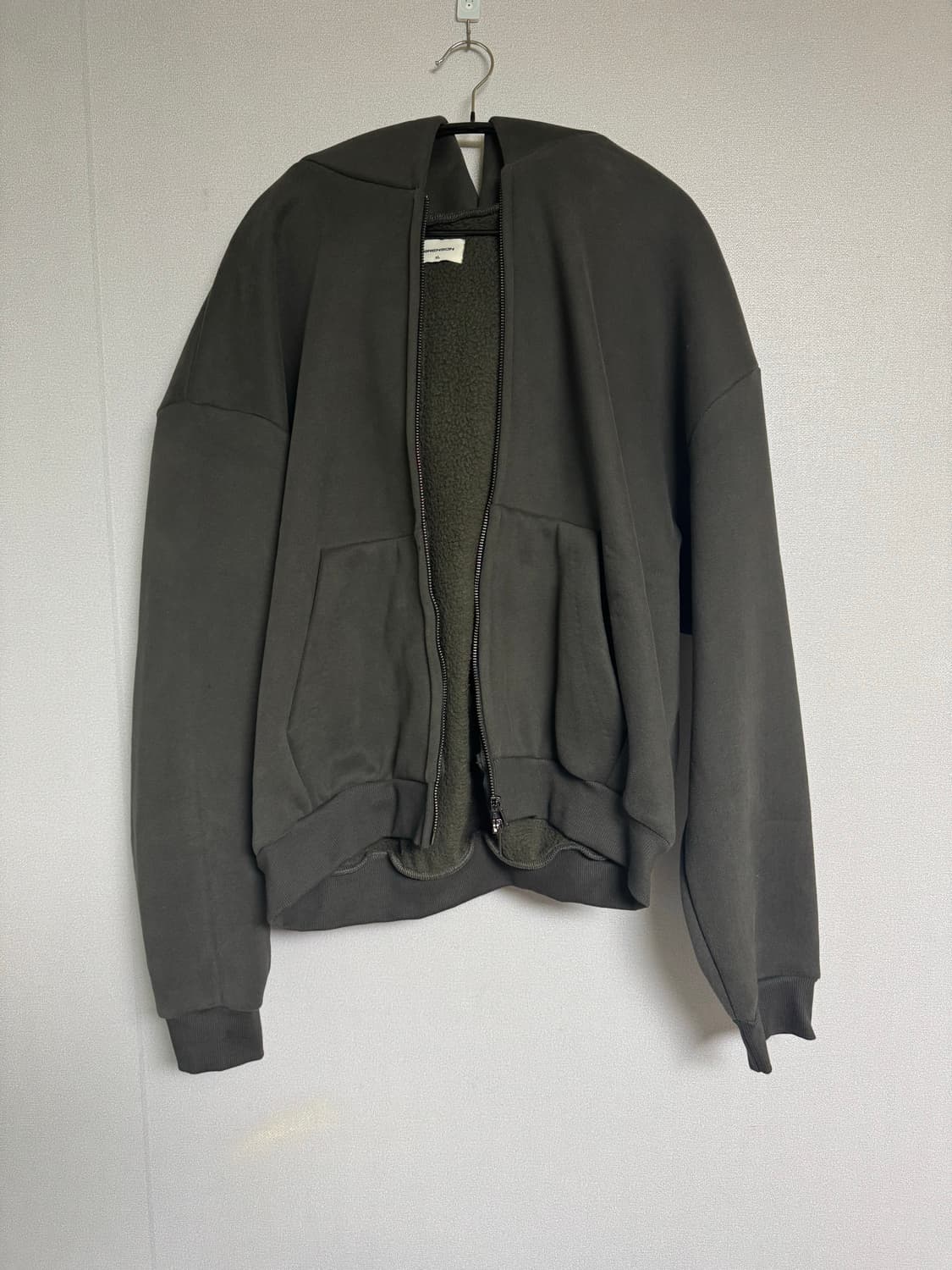 [XL] 브렌슨 코지 오버핏 크롭 기모 후드집업 차콜 상품이미지2