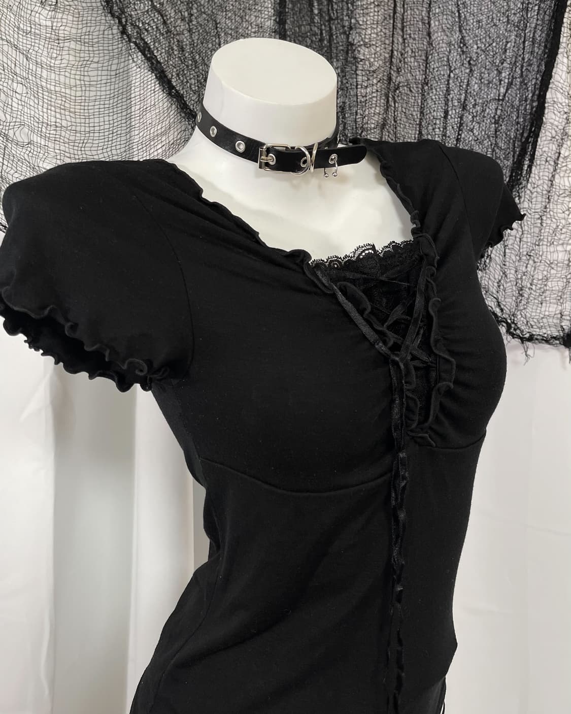 black lace corset t-shirt 상품이미지2