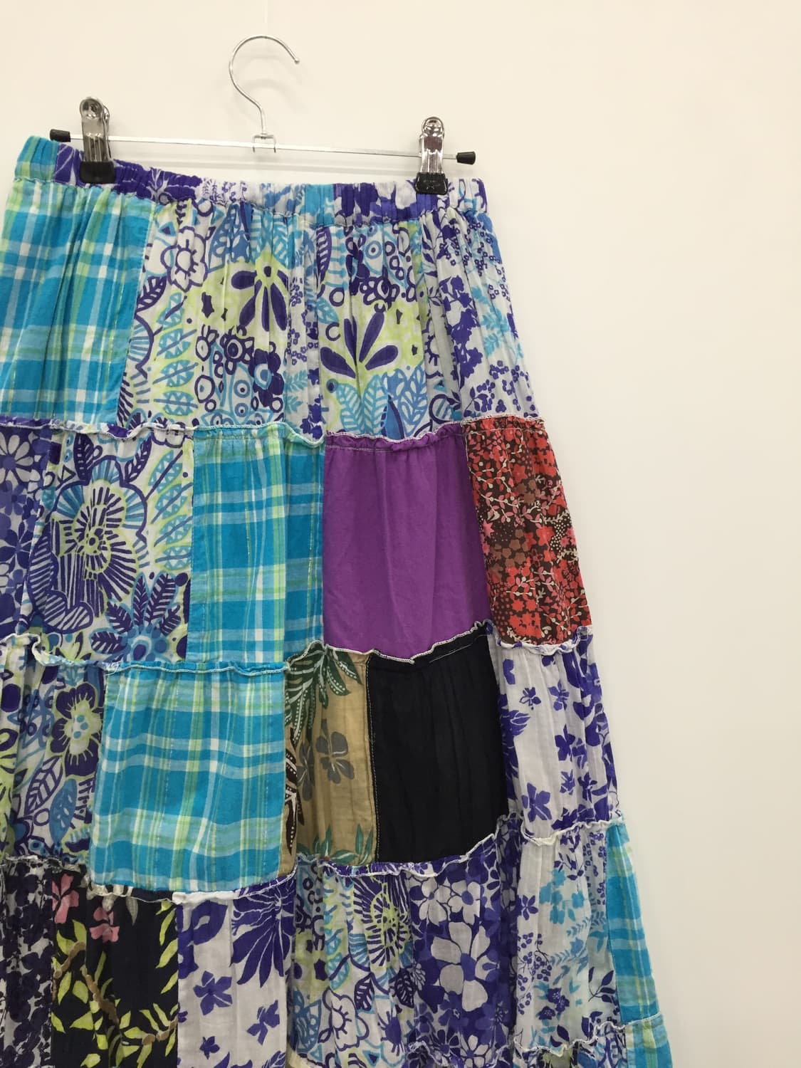 Jpn Blue Floral Patchwork Tiered Skirt 상품이미지9