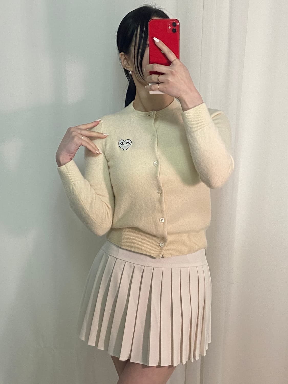 꼼데가르송 아이보리 화이트 와펜 가디건 상품이미지1