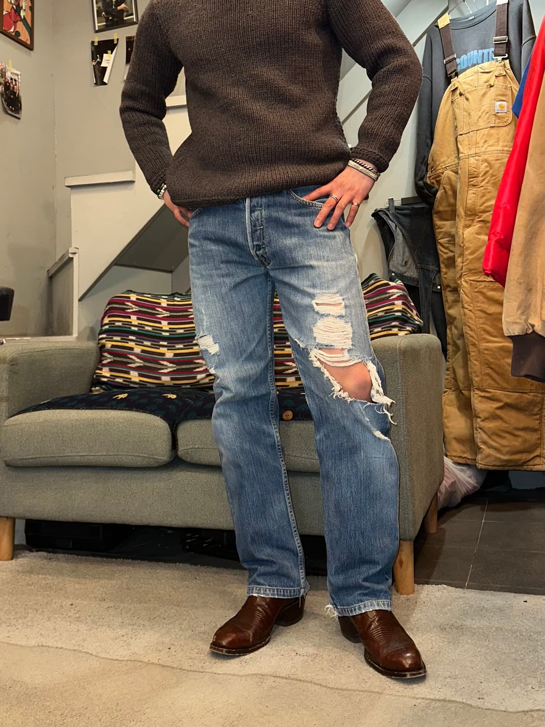 90’s Levi’s 501 553 USA distressed denim 상품이미지1