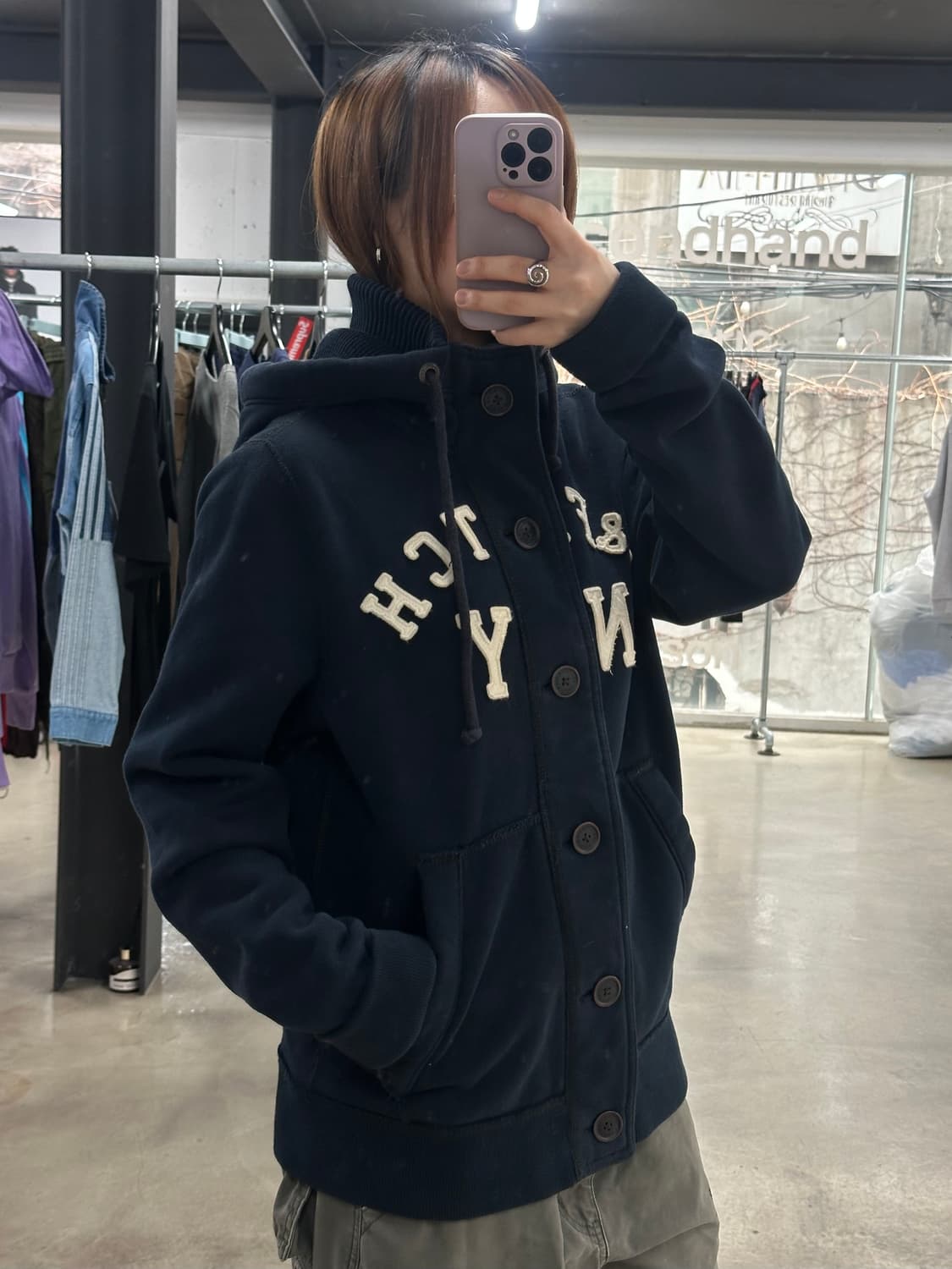 아베크롬비 하이넥 머슬핏 버튼 후드집업 상품이미지3